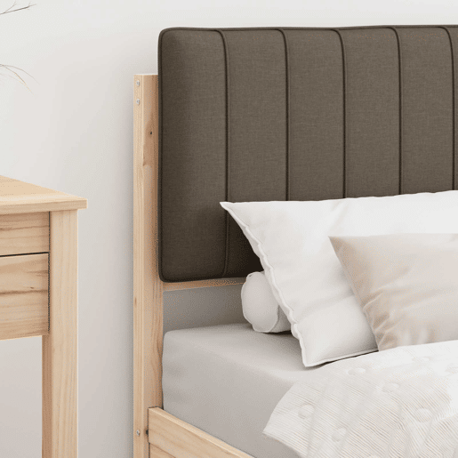 Estrutura de cama de solteiro Design com Cabeceira Estofada Cinzento-acastanhado