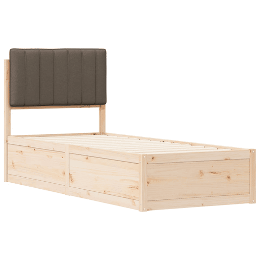 Estrutura de cama de solteiro Design com Cabeceira Estofada Cinzento-acastanhado