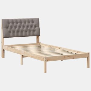 Estrutura de cama de solteiro para adultos com Cabeceira - Estofada Castanho 100 x 200 cm