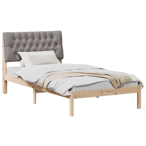 Estrutura de cama de solteiro para adultos com Cabeceira - Estofada Castanho 100 x 200 cm
