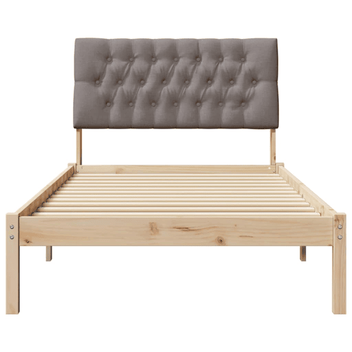 Estrutura de cama de solteiro para adultos com Cabeceira - Estofada Castanho 100 x 200 cm