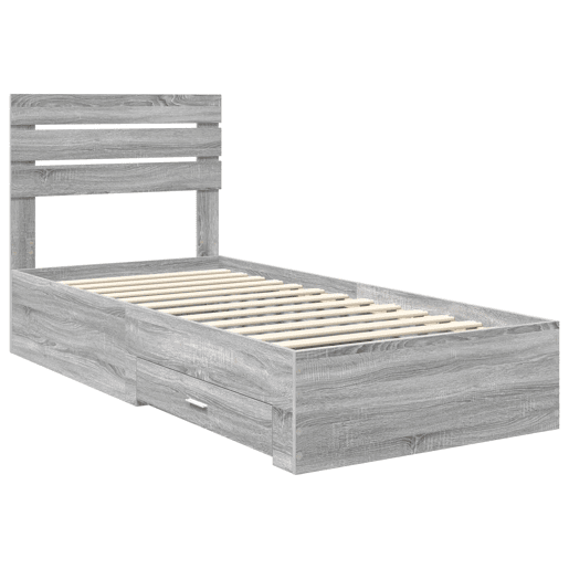 Estrutura de cama de solteiro para adultos com gaveta com cabeceira Madeira processada