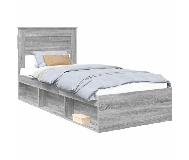 Estructura de cama individual para adultos con cabecera - gris sonoma 100 x 200 cm