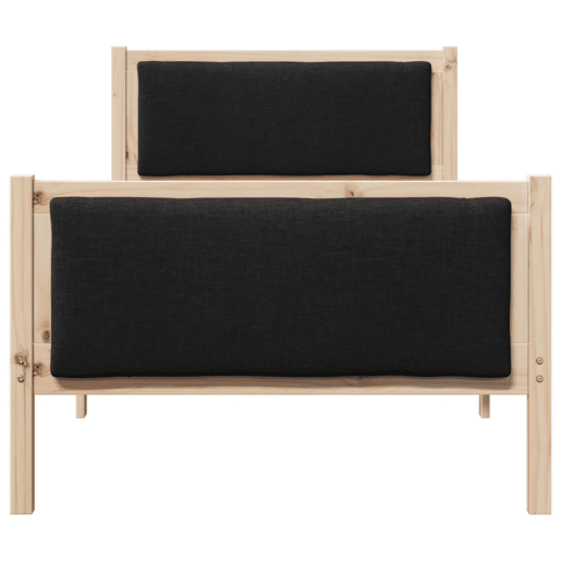 Estrutura de cama de solteiro para adultos com cabeceira Preto 90 x 190 cm tecido