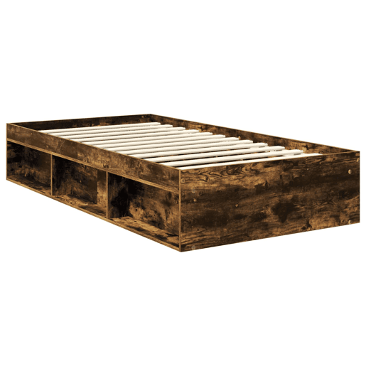 Estrutura de cama de solteiro para adultos com Cabeceira - Carvalho Defumado 100 x 200 cm