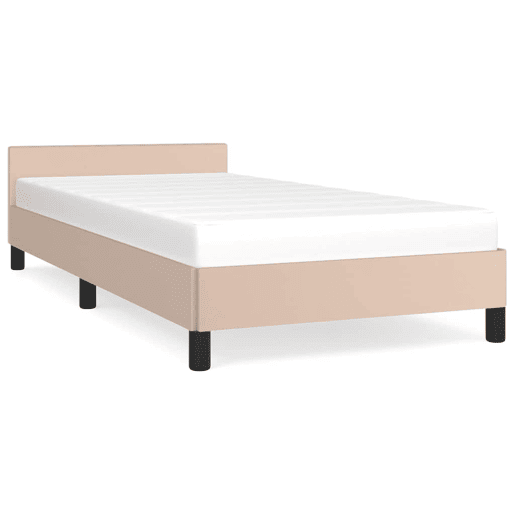 Estrutura de cama de solteiro para adultos c cabeceira 90x200 cm cappuccino