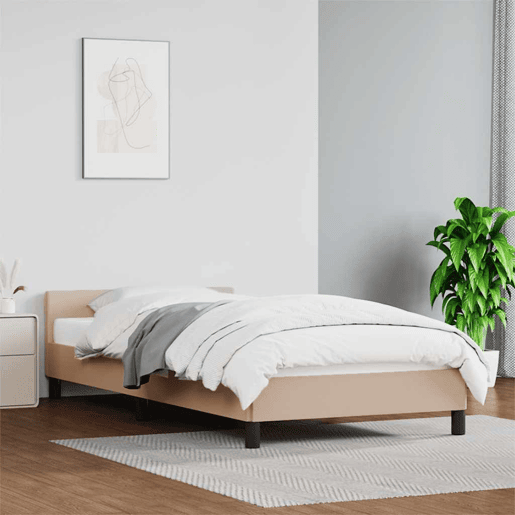 Estrutura de cama de solteiro para adultos c cabeceira 90x200 cm cappuccino