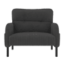 Conjunto de 3 peças: sofá de 2 lugares + poltrona + banqueta - Estrutura em aço com encosto macio e bolso lateral - Cinza