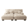 Sofá de canto Cloud 2 lugares - Chenille com 2 almofadas lombares, 2 almofadas decorativas, 2 pufes, braço largo - Café