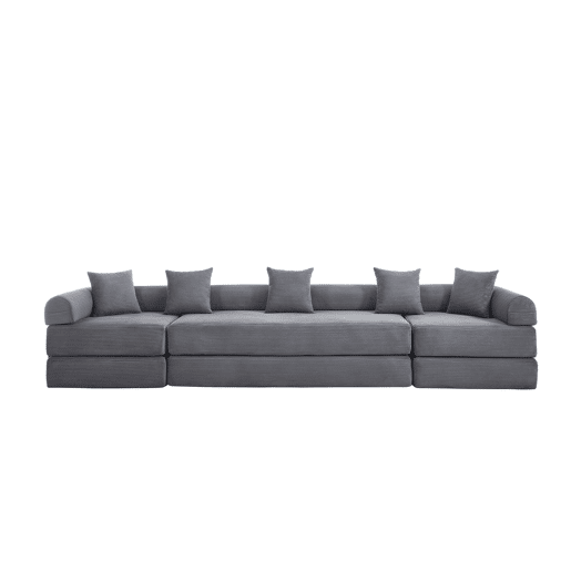 Sofá modular de 4 lugares - com arrumação, funcionalidade modular, adequado para animais de estimação - Cinza escuro