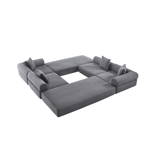 Sofá modular de 4 lugares - com arrumação, funcionalidade modular, adequado para animais de estimação - Cinza escuro