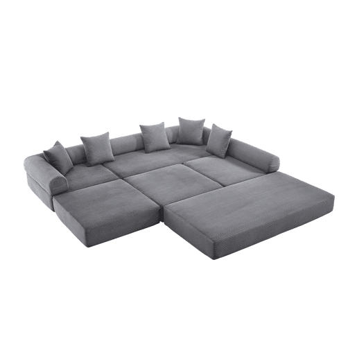 Sofá modular de 4 lugares - com arrumação, funcionalidade modular, adequado para animais de estimação - Cinza escuro