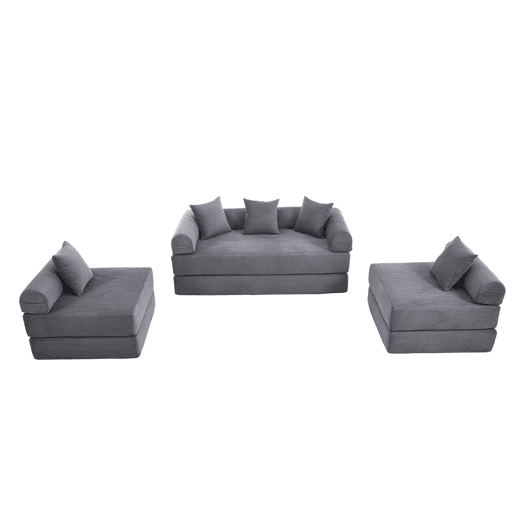 Sofá modular de 4 lugares - com arrumação, funcionalidade modular, adequado para animais de estimação - Cinza escuro