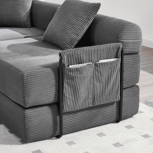 Sofá modular de 4 lugares - com arrumação, funcionalidade modular, adequado para animais de estimação - Cinza escuro