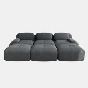 Sofá modular de 3 lugares - com 3 pufes, braços ultrafinos, montagem sem ferramentas, adequado para animais de estimação - Cinza