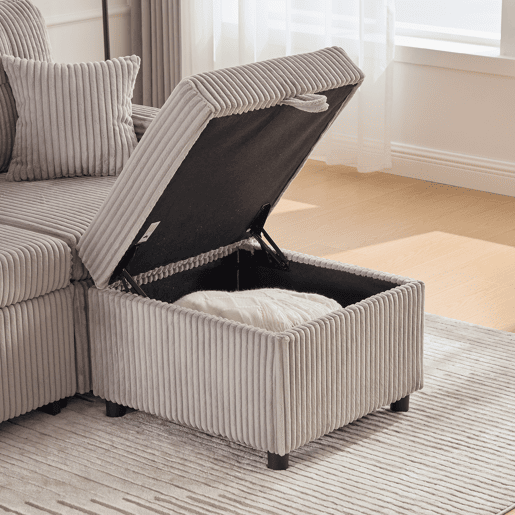 Sofá multifuncional de 3 lugares - com arrumação e cama extensível - cinzento claro Sofá multifuncional de 3 lugares - com arrumação e cama extensível - cinzento claro