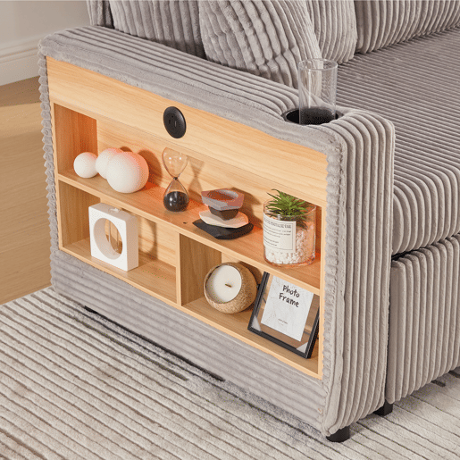 Sofá multifuncional de 3 lugares - com arrumação e cama extensível - cinzento claro Sofá multifuncional de 3 lugares - com arrumação e cama extensível - cinzento claro