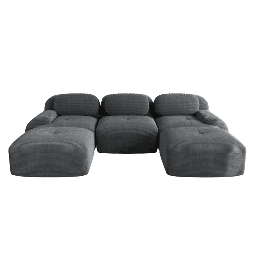 Sofá modular em U - sem montagem, antiderrapante, adequado para animais de estimação, com braços extra largos, estofamento elástico 32D - Cinza