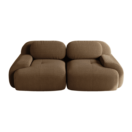 Sofá loveseat 82'' - modular com braços curvos e base antiderrapante - castanho