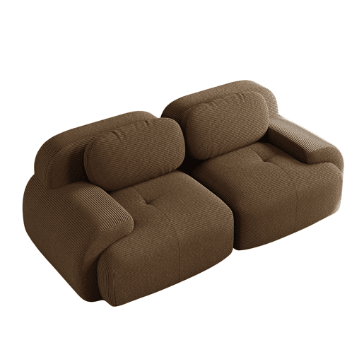 Sofá loveseat 82'' - modular com braços curvos e base antiderrapante - castanho