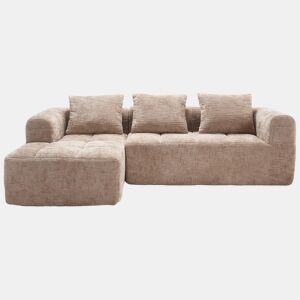 Sofá modular de 3 lugares - Com chaise longue, 3 almofadas, sem montagem, cor cáqui