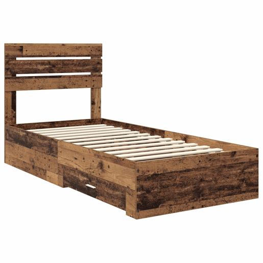 Estrutura de cama de solteiro para adultos com gaveta com cabeceira Madeira processada