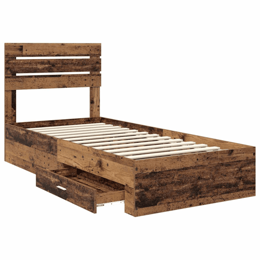 Estrutura de cama de solteiro para adultos com gaveta com cabeceira Madeira processada