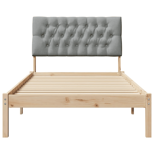 Estrutura de cama de solteiro para adultos com Cabeceira - Estofada Castanho 100 x 200 cm