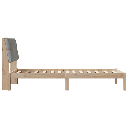 Estrutura de cama de solteiro para adultos com Cabeceira - Estofada Castanho 100 x 200 cm