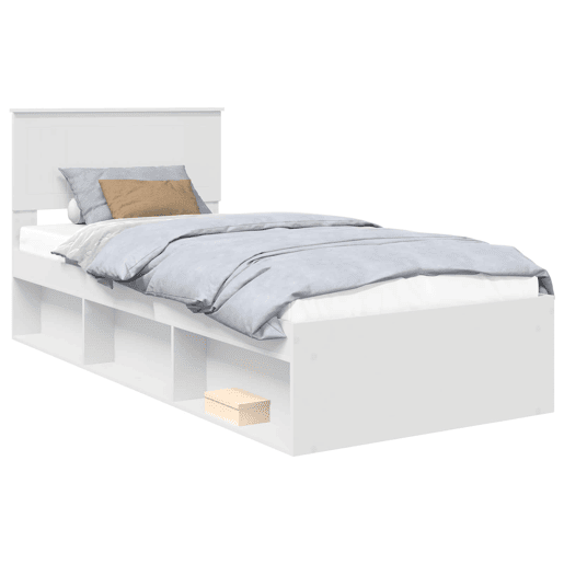 Estrutura de cama de solteiro para adultos - Branco 90 x 190 cm Madeira de Pinheiro Sólida