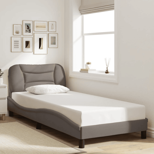 Estrutura de cama de solteiro para adultos com LED 90x200 cm tecido