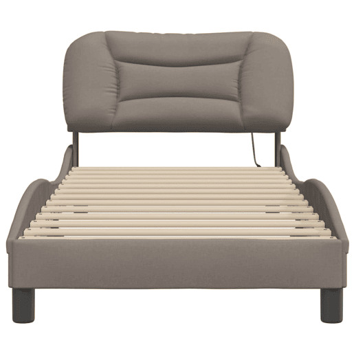 Estrutura de cama de solteiro para adultos com LED 90x200 cm tecido