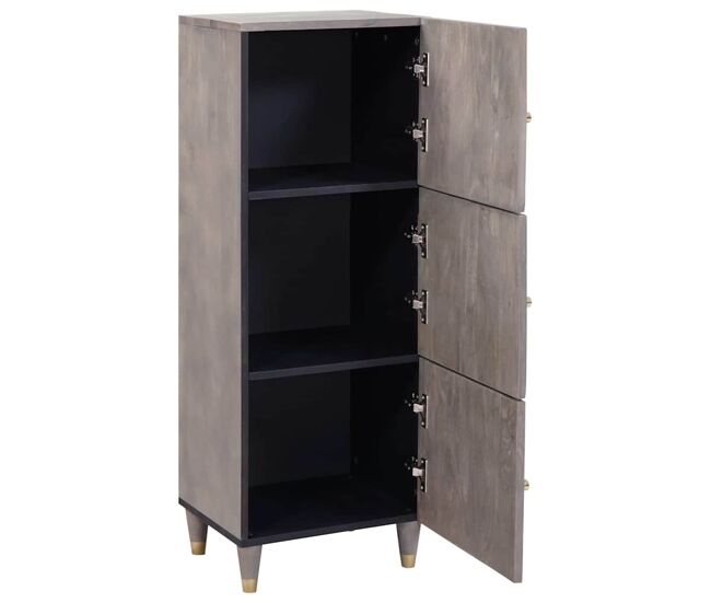 Aparador alto - mueble de almacenamiento con estante gris y dorado 40 x 33 x 110 cm es501