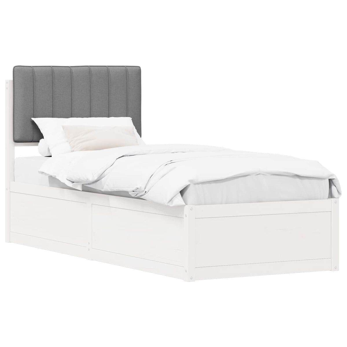 Estructura de cama simple para adultos 85x205 Blanco/ Gris Claro