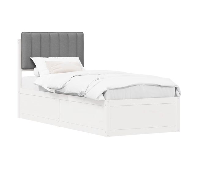 Estructura de cama simple para adultos con cabecera - tapizada gris claro 80 x 200 cm