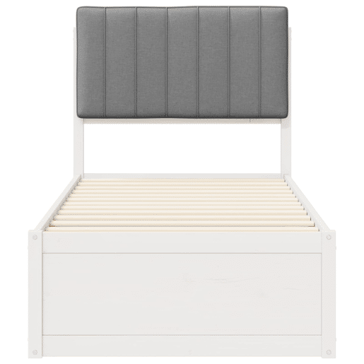 Estrutura de cama de solteiro simple com Cabeceira Estofada Cinzento-claro