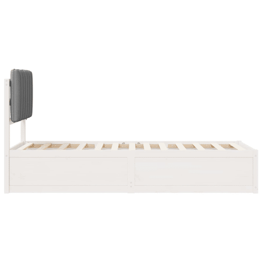 Estrutura de cama de solteiro simple com Cabeceira Estofada Cinzento-claro