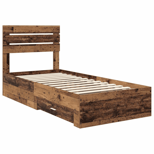 Estrutura de cama de solteiro para adultos com gaveta com cabeceira Madeira processada