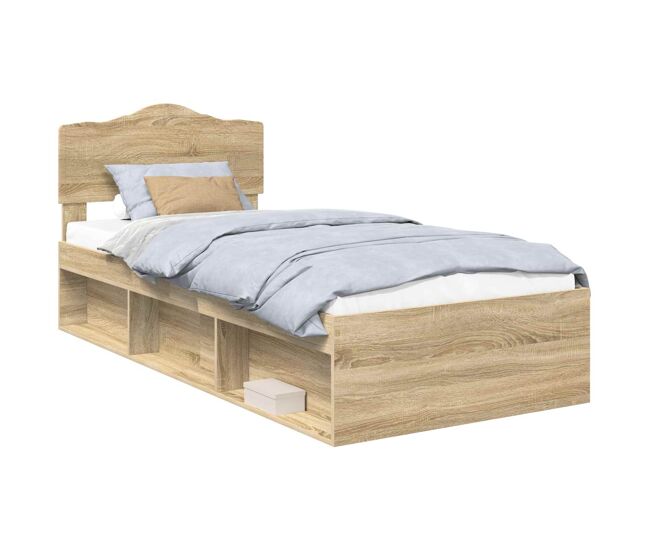 Estructura de cama simple para adultos con cabecera - roble sonoma 75 x 190 cm