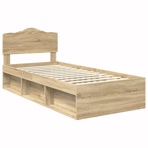 Estrutura de cama de solteiro moderno com cabeceira - Carvalho Sonoma 75 x 190 cm