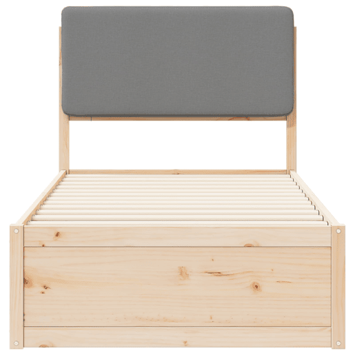 Estrutura de cama de solteiro simple com Cabeceira Estofada Cinzento-claro