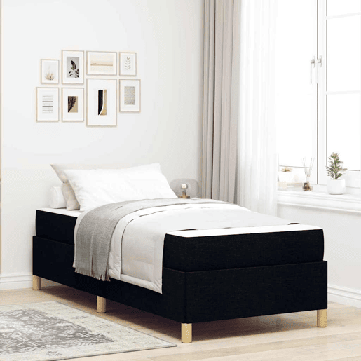 Estrutura de cama de solteiro para adultos com colchão Preto 90 x 200 cm tecido