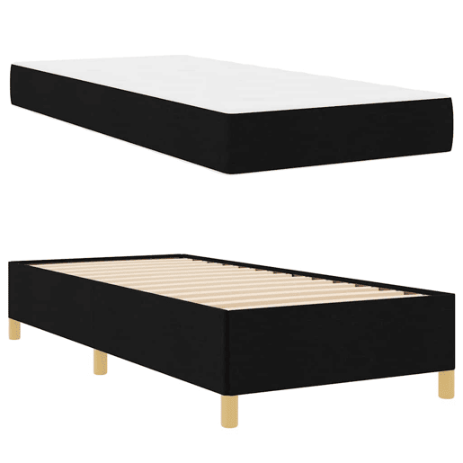 Estrutura de cama de solteiro para adultos com colchão Preto 90 x 200 cm tecido