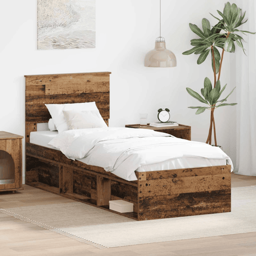 Estrutura de cama de solteiro para adultos com cabeceira Madeira antiga 75 x 190 cm