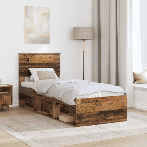 Estrutura de cama de solteiro para adultos com cabeceira Madeira antiga 75 x 190 cm