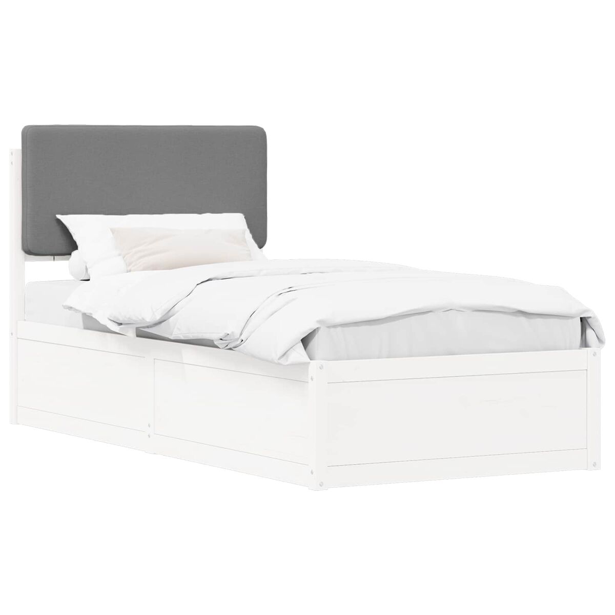 Estructura de cama simple para adultos 105x205 Blanco/ Gris Claro