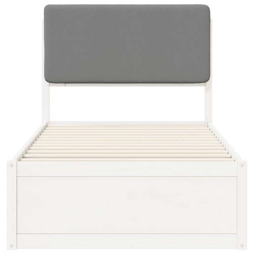 Estrutura de cama de solteiro simple com Cabeceira Estofada Cinzento-claro