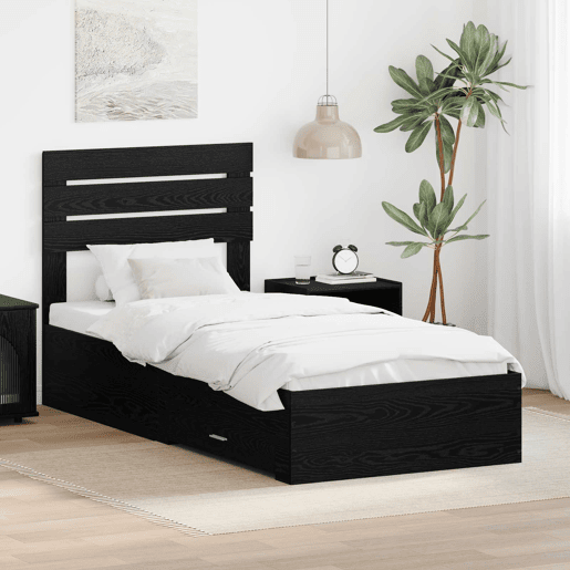 Estrutura de cama de solteiro para adultos com gaveta com cabeceira Madeira processada