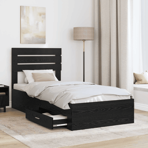 Estrutura de cama de solteiro para adultos com gaveta com cabeceira Madeira processada