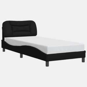 Estrutura de cama de solteiro para adultos com LED 90x200 cm tecido preto